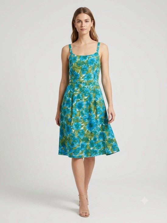 Talbots Dresses & Skirts - VTG Talbots Dress Size 6 Petite Green And Blue Floral Fit and Flare NWT Cottage